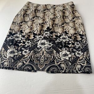 White House Black Market Snake Print Floral Satin Pencil Skirt Zip Women 8 Used